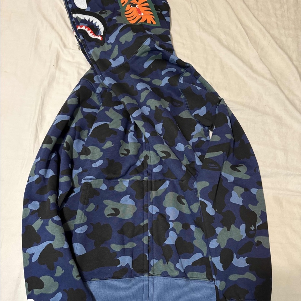 Bape Navy/Blue Camo shark full zip